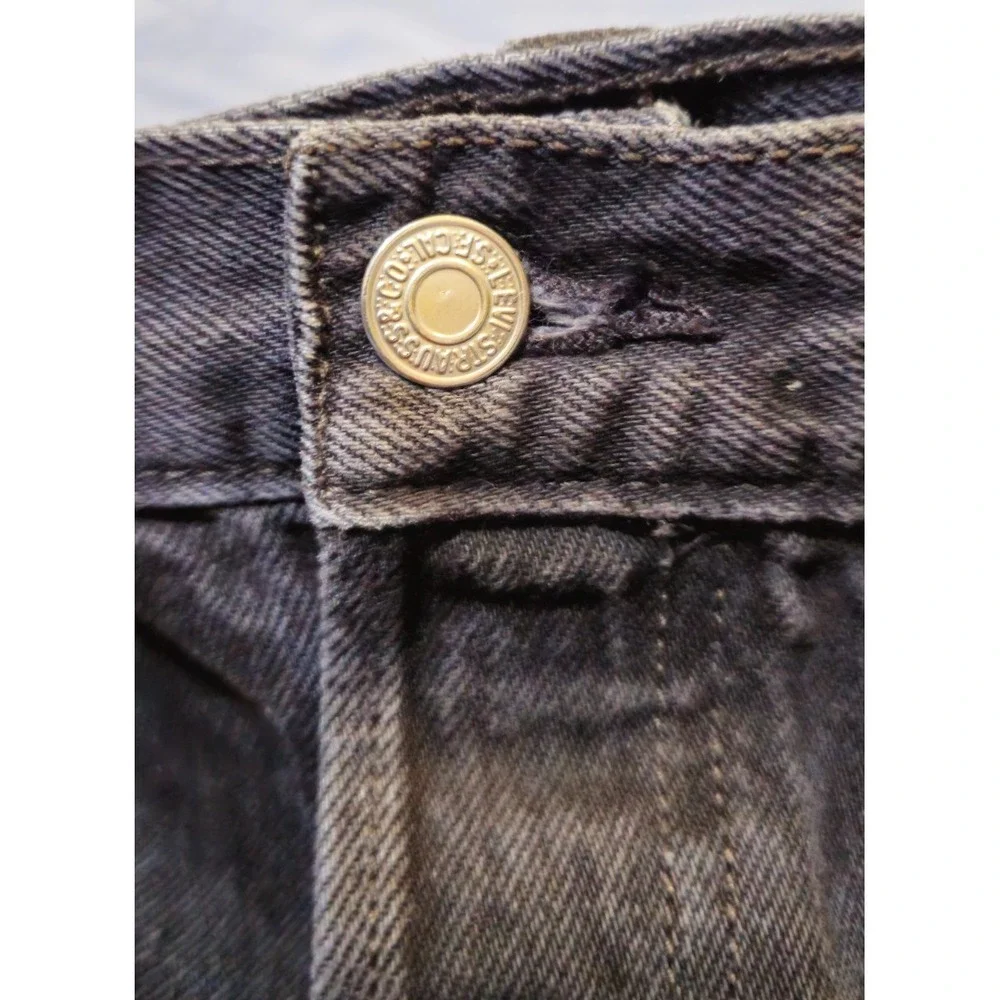 VTG Levi Jeans Mens 36x30 Black Denim Button Fly 501 Red Tab Weathering‎